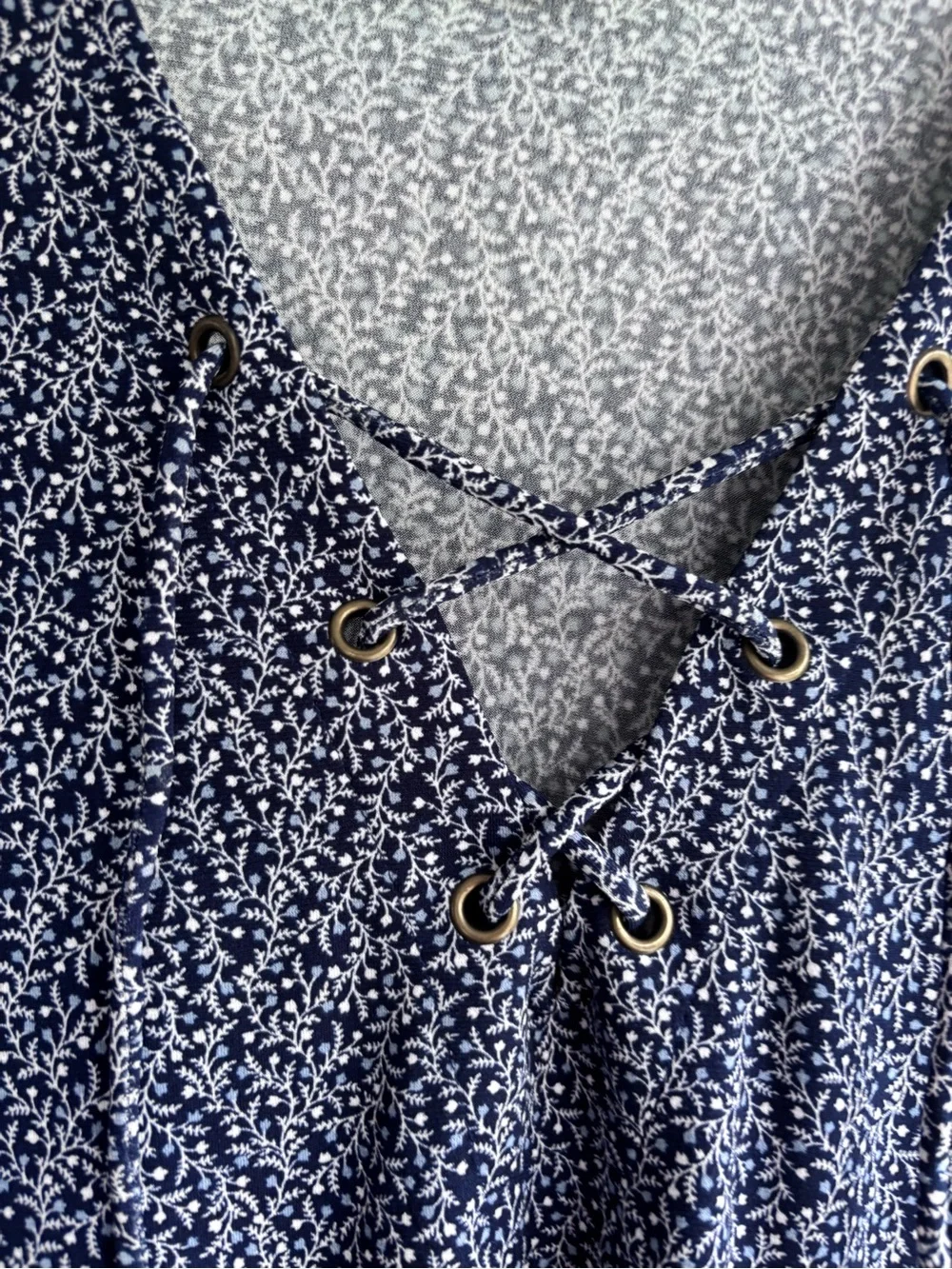 Michael Kors Navy Lace-Up Printed Long Sleeve Tunic